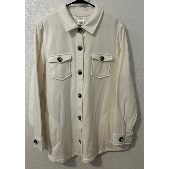 Blair Jackets & Blazers - Blair Women's Button Front Cream Shirt Jacket Shacket Large NWOT Cozy Warm Soft